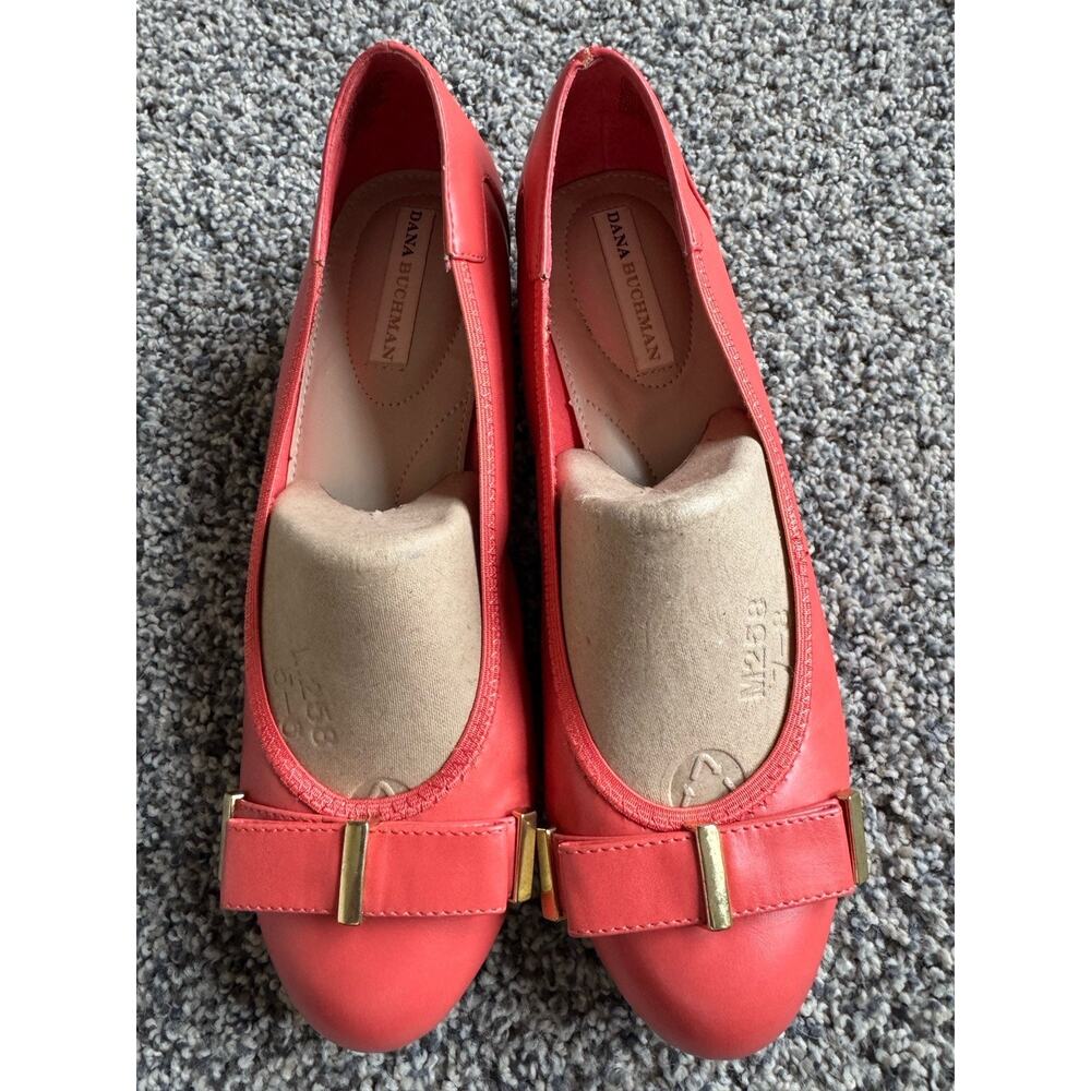 DANA BUCHMAN "Obannabell" Coral Leather‎ Bow Loafer Shoes Comfort Sz 8.5